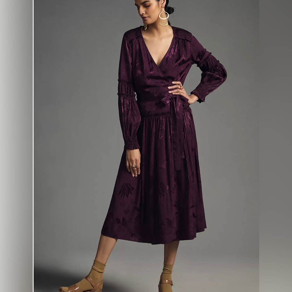 ANTHROPOLOGIE Current Air Long-Sleeve Wrap Dress